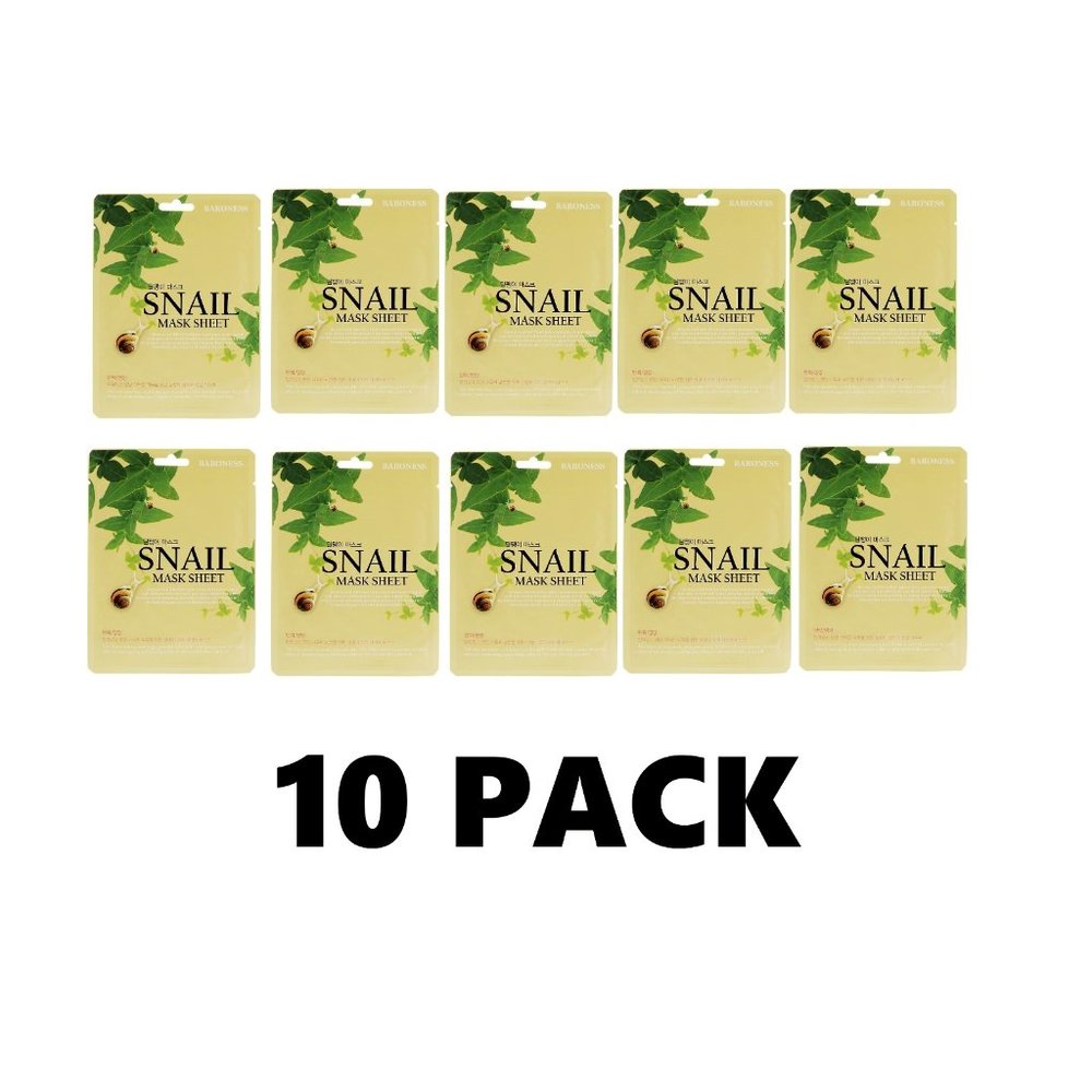 Baroness SNAIL Mask Sheet 10 Sheets - 10 PACK Elastic Moisturizing Hydrate